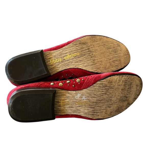 LIBBY EDELMAN Raina Lace Up Studded Oxfords in Red Suede Leather SZ 9.5 - Picture 6 of 9